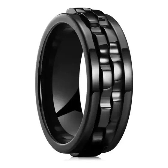 Anillo Titanio Giratorio Anti Estrés Ansiedad Doble Cadena